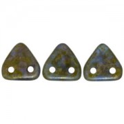 Zwei Loch Dreieckperlen 41 6mm Sapphire Copper Picasso ca 10 gr