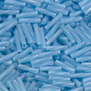 Miyuki Bugle Beads Stäbchen gedreht 12mm 0260F transparent rainbow matt Blue Topaz ca14gr.