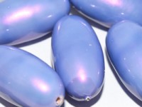 Paper Mache Bead Olive 40x18 mm Light Blue