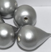 Paper Mache Bead Drop 27x18 mm Silver 1Stück