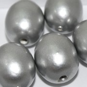 Paper Mache Bead Olive 24x18 mm Silver 1Stück