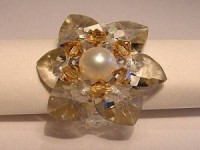 Perlenset Lotusring, Crystal Silver Shade