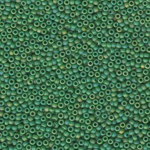 Miyuki Rocailles Beads 2mm 411FR rainbow matt opaque Green ca 12gr