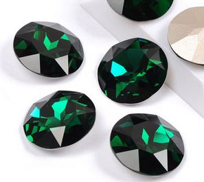 Kristallglas Stein rund 27mm Emerald 1Stück