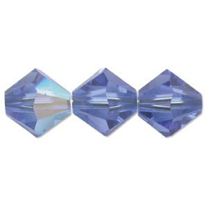 Swarovski Elements Perlen Bicones 4mm Sapphire AB beschichtet 100 Stück