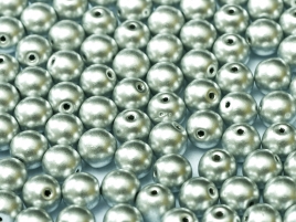 Glasperlen rund gepresst Aluminium Silver 3mm ca 150 Stück