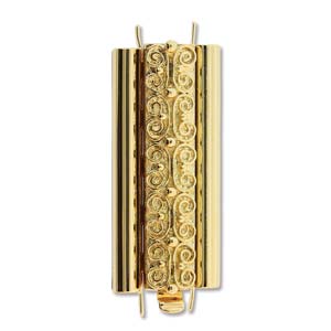Beadslide Verschluss Squiggle Design gold plated 10x29mm
