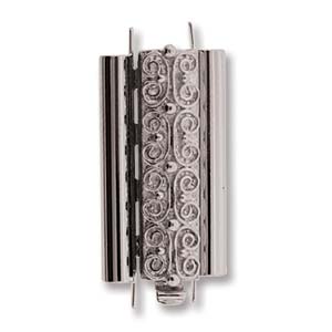 Beadslide Verschluss Squiggle Design silver plated 10x24mm