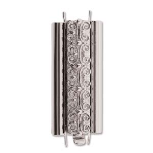 Beadslide Verschluss Squiggle Design silver plated 10x29mm