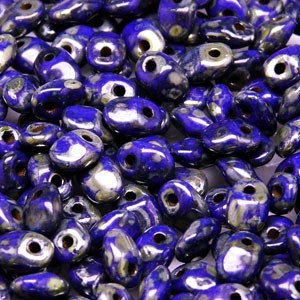 Glasperlen Superuno Beads 2,5x5mm UN0533050-43400-36 Opaque Blue Picasso ca 22gr