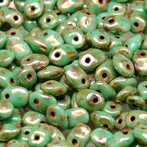 Glasperlen Superuno Beads 2,5x5mm UN0563130-43400-45 Turquoise Green Picasso ca 22gr