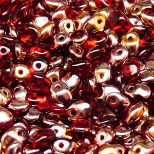 Glasperlen Superuno Beads 2,5x5mm UN0590080-27101-48 Ruby Capri Gold ca 22gr