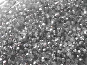 Glasschliffperlen 4mm Crystal Dark Silber meliert 100 Stück