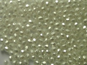 Glasschliffperlen 4mm Crystal White Satin 100 Stück