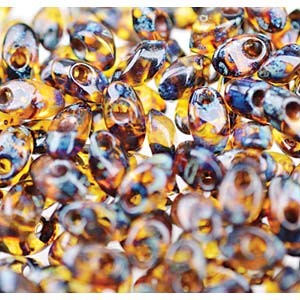 Miyuki Long Magatama Beads 4x7mm ca8,5gr 4502 transparent Picasso Amber