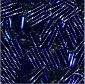 Miyuki Bugle Beads Stäbchen gedreht 12mm 0020 transparent silverlined Cobalt Blue ca14gr.