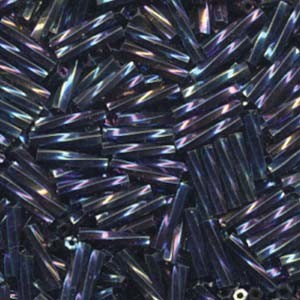 Miyuki Bugle Beads Stäbchen gedreht 12mm 0455 metallic rainbow Blue  Green  Violet ca14gr.