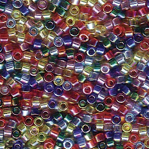 Miyuki Delica Beads 1,6mm Mix17 transparent Rainbow AB 7,2 Gr.