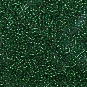 Miyuki Delica Beads 1,6mm DB0605 transparent silverlined Emerald Green 5gr