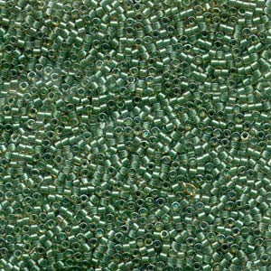 Miyuki Delica Beads 1,6mm DB0917 inside colorlined sparkle Crystal Topaz Green 5gr