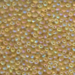 Miyuki Drop Beads 2,8mm 0132FR transparent rainbow matt Light Gold 9gr.