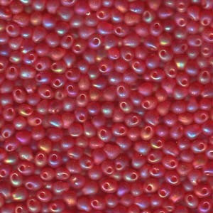 Miyuki Drop Beads 3,4mm 0140FR transparent rainbow matt Red 10gr