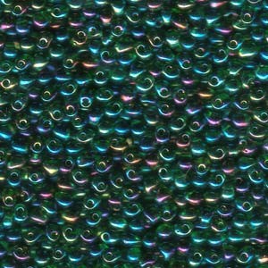 Miyuki Drop Beads 3,4mm 0179 transparent rainbow Green  Gold 10gr
