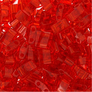 Miyuki Halb Tila Beads 2,2x5mm transparent Red HTL0140 ca 7,8gr