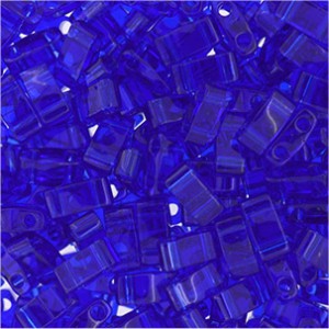 Miyuki Halb Tila Beads 2,2x5mm transparent Cobalt HTL0151 ca 7,8gr