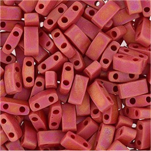 Miyuki Halb Tila Beads 2,2x5mm matt opaque rainbow Red HTL0408FR ca 7,8gr