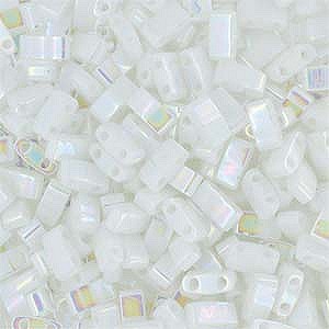 Miyuki Halb Tila Beads 2,2x5mm rainbow opaque pearl White HTL0471 ca 7,8gr