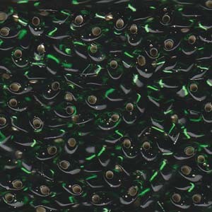 Miyuki Long Magatama Beads 4x7mm ca8,5gr 0016 transparent silverlined Kelly Green
