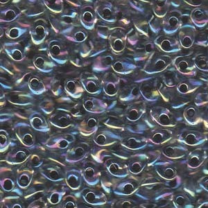 Miyuki Long Magatama Beads 4x7mm ca8,5gr 0283 rainbow noirlined Crystal