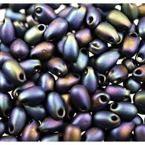 Miyuki Tropfen Beads 3x5,5mm 0401FR rainbow matt Black ca 25gr
