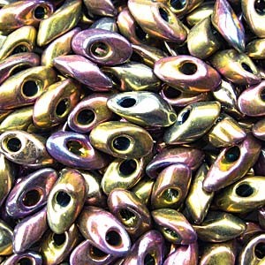 Miyuki Long Magatama Beads 4x7mm ca8,5gr 0188 rainbow metallic Purple Gold