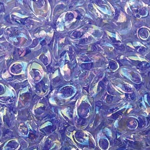 Miyuki Long Magatama Beads 4x7mm ca8,5gr 2145 lilac lined rainbow Crystal