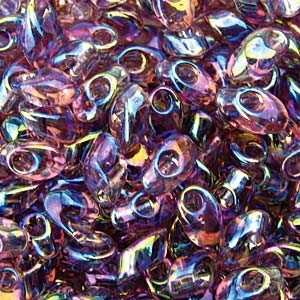 Miyuki Long Magatama Beads 4x7mm ca8,5gr 0256 transparent rainbow Amethyst