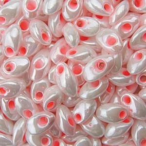 Miyuki Long Magatama Beads 4x7mm ca8,5gr 0427 colorlined White Pink