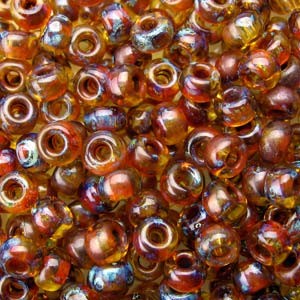 Miyuki Rocailles Picasso Beads 3mm 4501 transparent Saffron ca 22gr