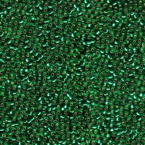 Miyuki Rocailles Beads 3mm 0017 transparent silverlined Emerald Green ca 13gr