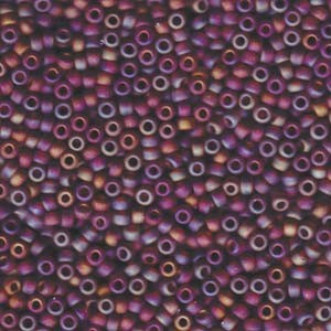 Miyuki Rocailles Beads 3mm 0134FR transparent rainbow matt Plum  Amber ca 13gr