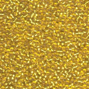 Miyuki Rocailles Beads 2mm 0006 transparent silverlined Mustard Yellow 12gr