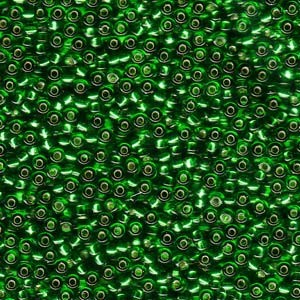 Miyuki Rocailles Beads 2mm 0016 transparent silverlined Kelly Green 12gr