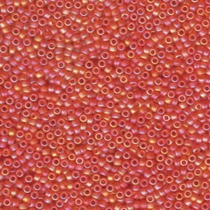 Miyuki Rocailles Beads 2mm 0138FR transparent rainbow matt Orange 12gr