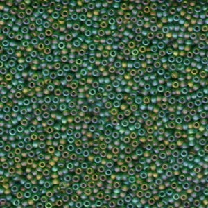 Miyuki Rocailles Beads 2mm 0146FR transparent rainbow matt Green 12gr