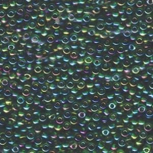 Miyuki Rocailles Beads 2mm 0179 transparent rainbow Green Gold 12gr