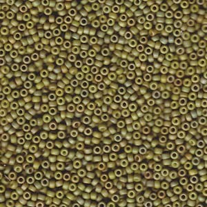 Miyuki Rocailles Beads 2mm 2033 fancy rainbow frosted Light Olive 12gr