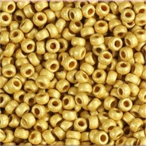 Miyuki Rocailles Beads 1,5mm 4202F frosted Duracoat galvanized Gold ca 11 Gr.