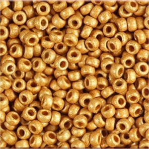 Miyuki Rocailles Beads 2mm 4203F frosted Duracoat galvanized Yellow Gold ca 23,5gr