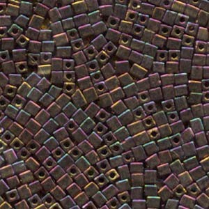 Miyuki Würfel Beads, Cube, Square Beads 3mm 0462 metallic rainbow Gold - Violet - Green 20gr